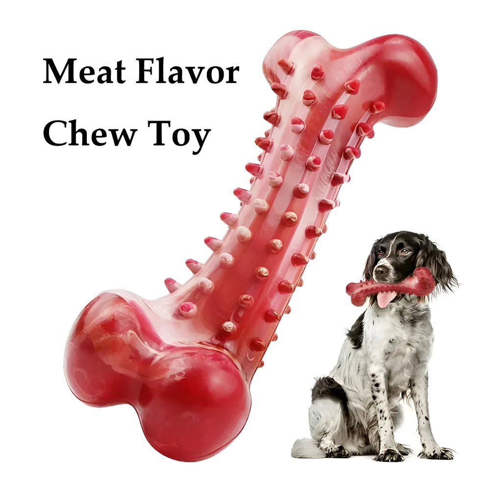 Red natural rubber chew toy for aggressive dogs with durable heavy-duty construction