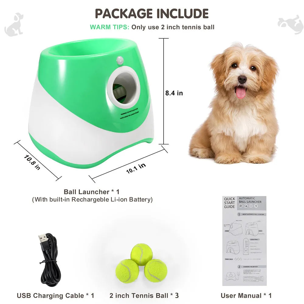 Automatic pet ball launcher in green for outdoor fetch play with adjustable distance