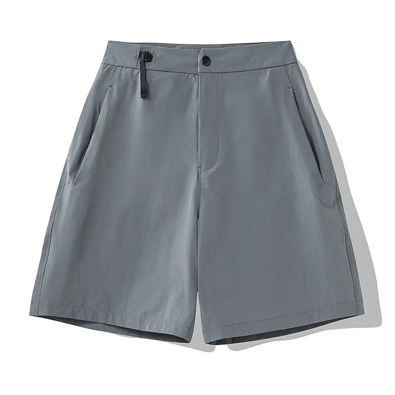 Men's quick-drying sports shorts in khaki with four-sided elastic and 3D cutting.