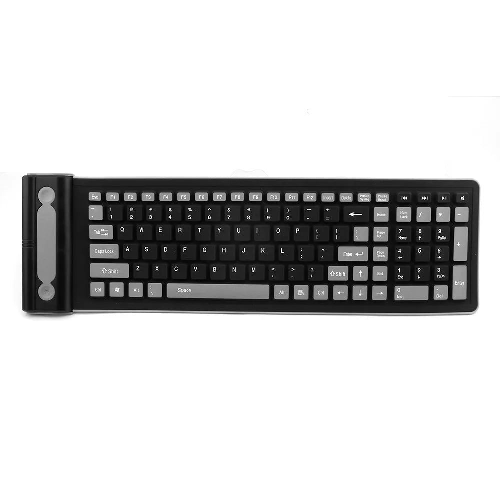 24g wireless mute folding keyboard in waterproof silicone slim design for desktop