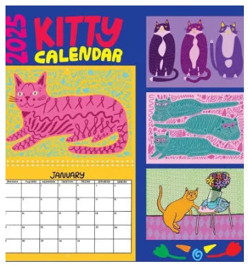 Cat themed wall calendar with monthly tear-off pages for 2024 or 2025.