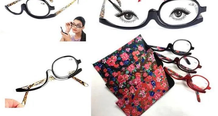Women's presbyopic glasses with black frame and leopard print temples for reading