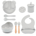 Panda Silicone children's tableware set with cat ear design cups in multiple colours on a table