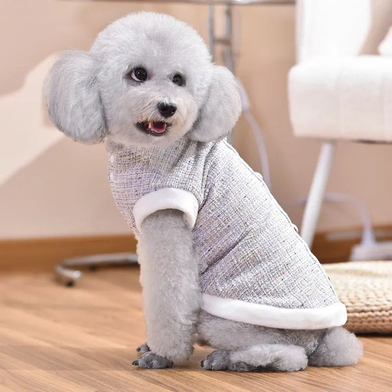 Black or purple sausage-themed cat jacket with Velcro fastening on a small feline
