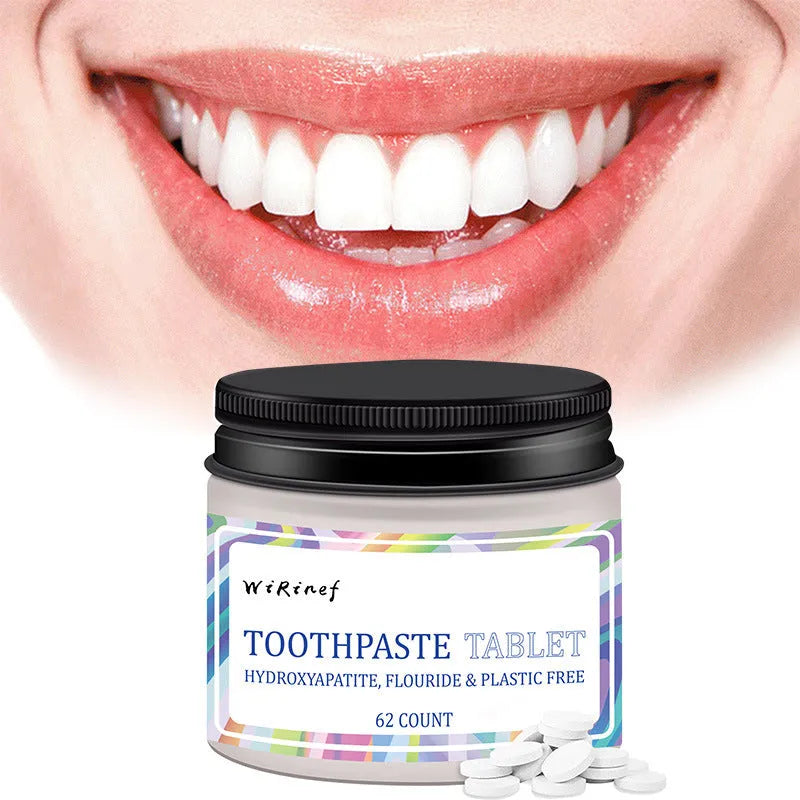 TP19 colour solid toothpaste tablets in container with 62 pieces for portable oral hygiene