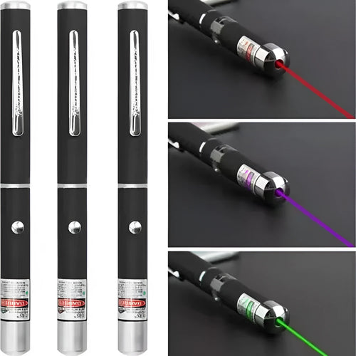 3-pack metal single point laser pens for dogs and cats in three colour options