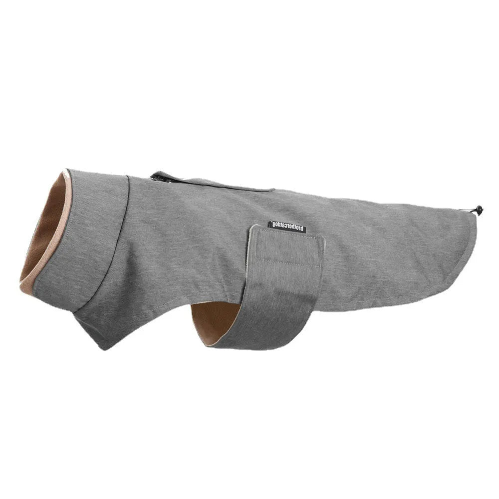 Cold-proof polyester dog vest in rose red, available in sizes S to XXL.