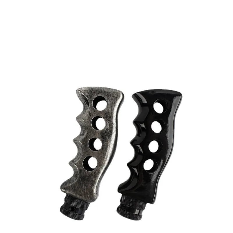 Knife handle shaped car gear shift knob in black resin and imitation metal with screws and sleeve