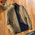 Plus velvet thick loose fit cotton jacket for middle aged men winter striped zipper brown