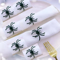 Six black alloy spider napkin rings for Halloween table decoration
