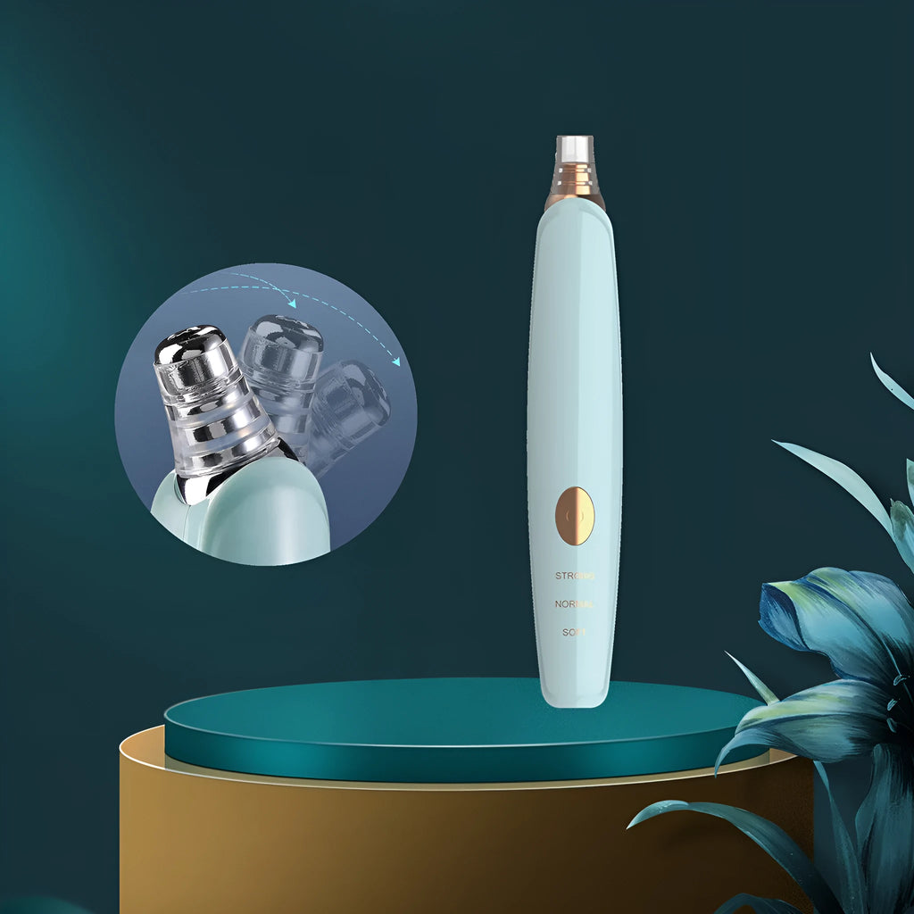 Electric blackhead remover in green with 3 gear suction microcrystalline pore cleaner USB rechargeable