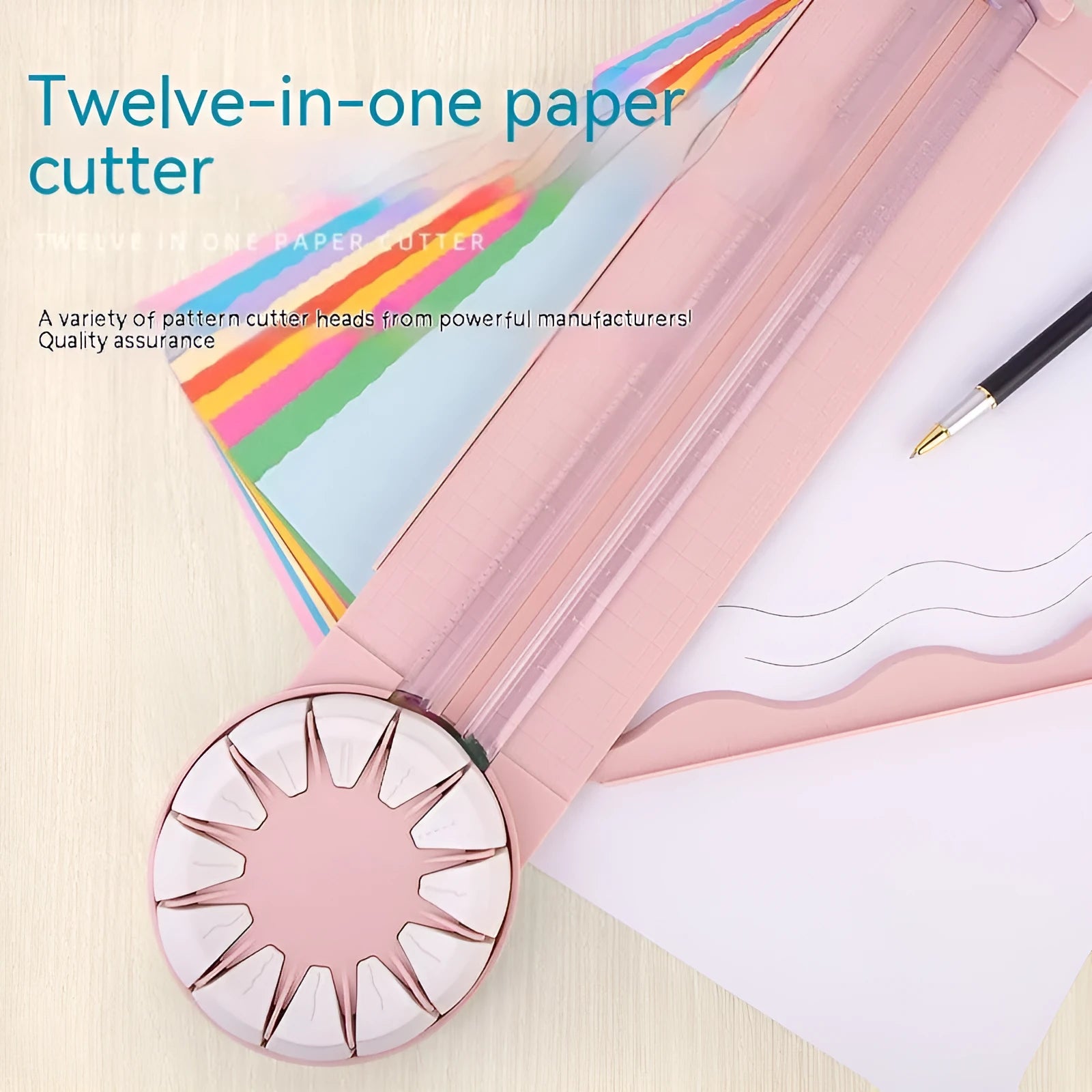 Plastic paper cutting machine with 12 pattern functions in pink colour option