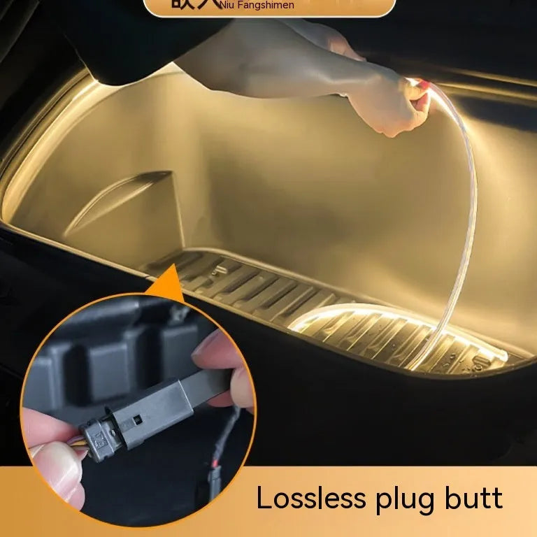 Tesla Model 3 Y front dashboard ambience light modification in soft silicone housing