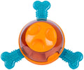 Blue rubber interactive chew toy and slow feeder for small medium dogs.
