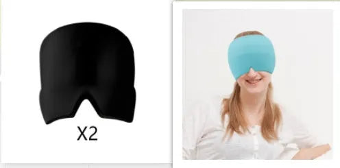 Elastic cloth gel eye mask for headache relief in black, pink or sky blue colours