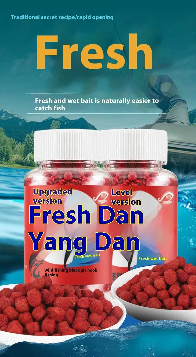 Grass green lazy particle fishing bait for freshwater crucian carp in plastic bottle packaging