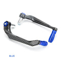 A pair of aluminium motorcycle hand guards with a water transfer printed finish, shown in one of five available colours.