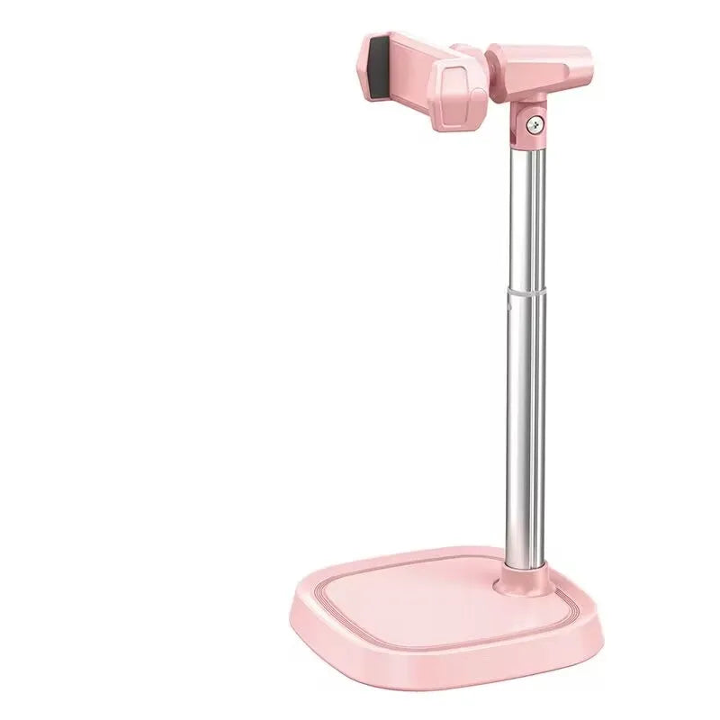 Retractable aluminium alloy phone bracket on desk with arm extended to 38cm, black colour option