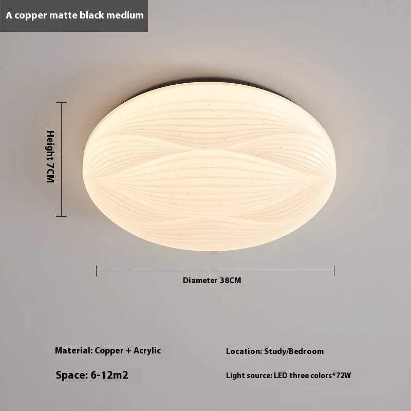 Modern copper round ceiling lamp for bedroom with multiple size options
