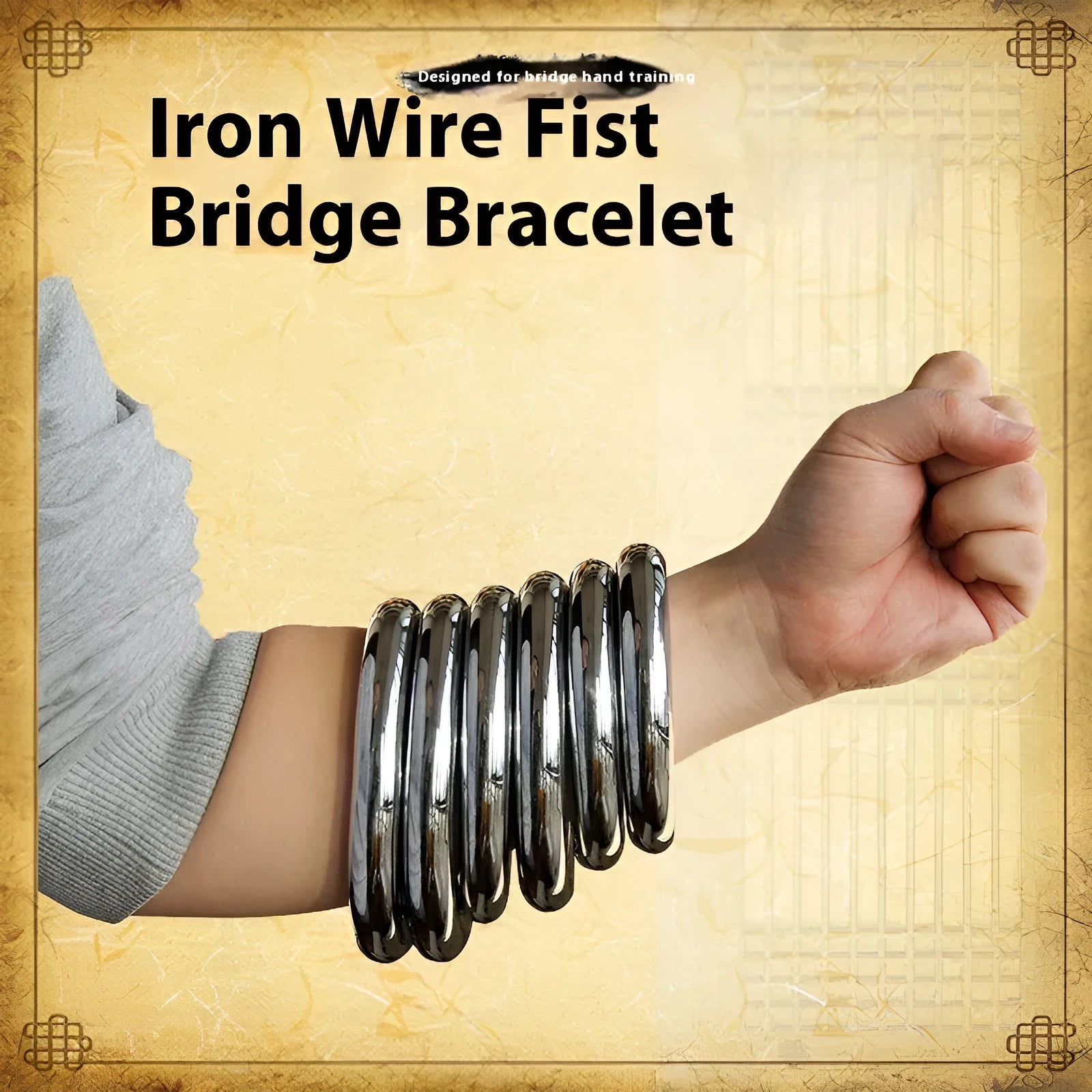 Wing Chun carbon steel training ring with electroplated finish showing three size options