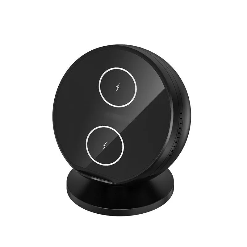 XC-11 mobile phone wireless charger holder with Bluetooth speaker in black colour on desk