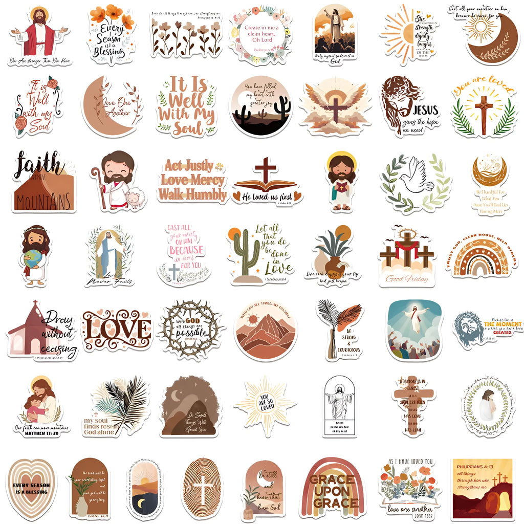 Pack of 50 assorted graffiti-style decorative stickers with random printed patterns.