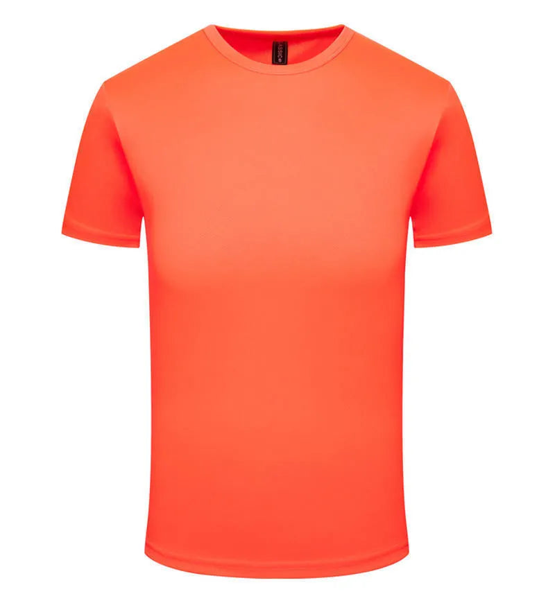 Men's solid colour quick-dry short sleeve t-shirt for summer sports, shown in multiple colour options.