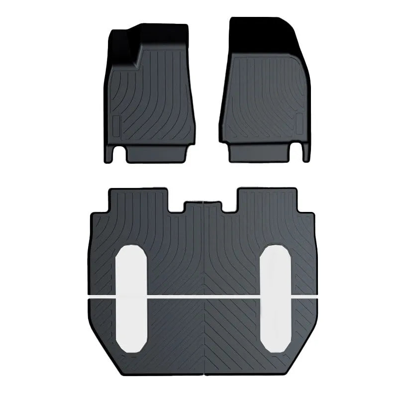 Tesla car floor mats with rubber construction and TPE footrest sections for Model 3, Y, S, X