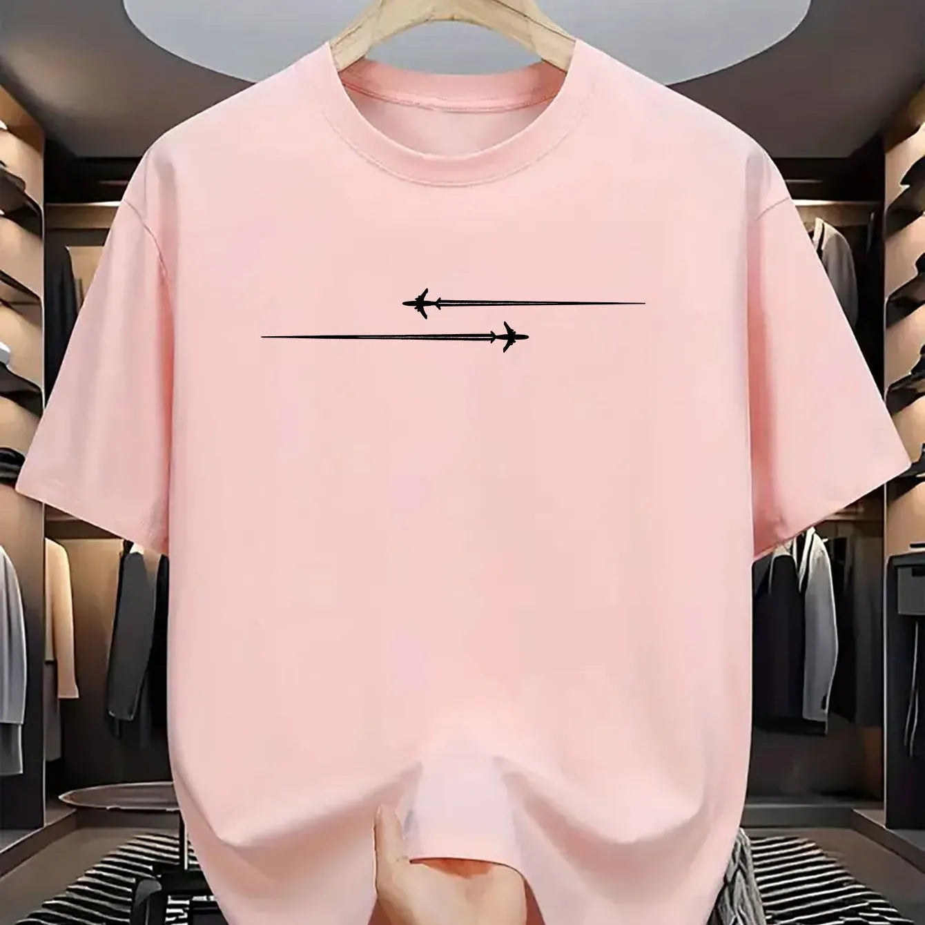 Printed cartoon pattern sports T-shirt in cotton blend fabric with round neck and loose fit