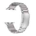 Titanium alloy Apple Watch replacement strap with folding buckle in black or silver
