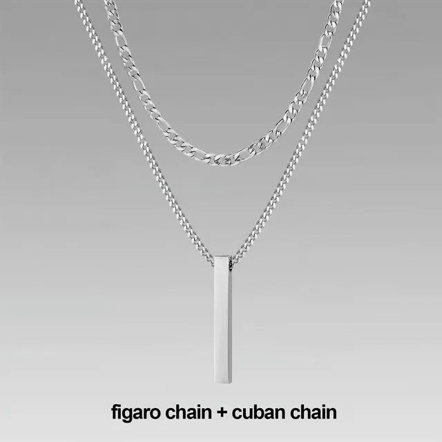 Crystal necklace for men with alloy silver pad finish in European American style