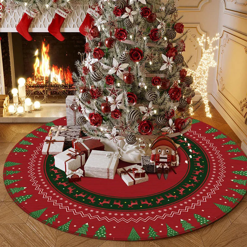 Christmas snowflake print round polyester fibre floor mat in American style with multiple size options