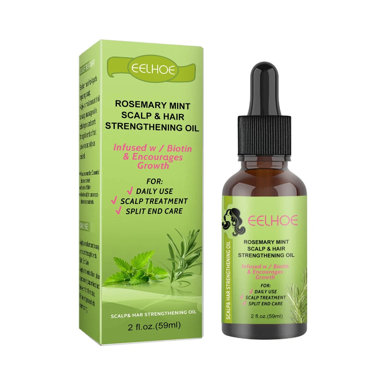 59ml Rosemary Mint Hair Growth Fluid bottle for scalp massage and hair care