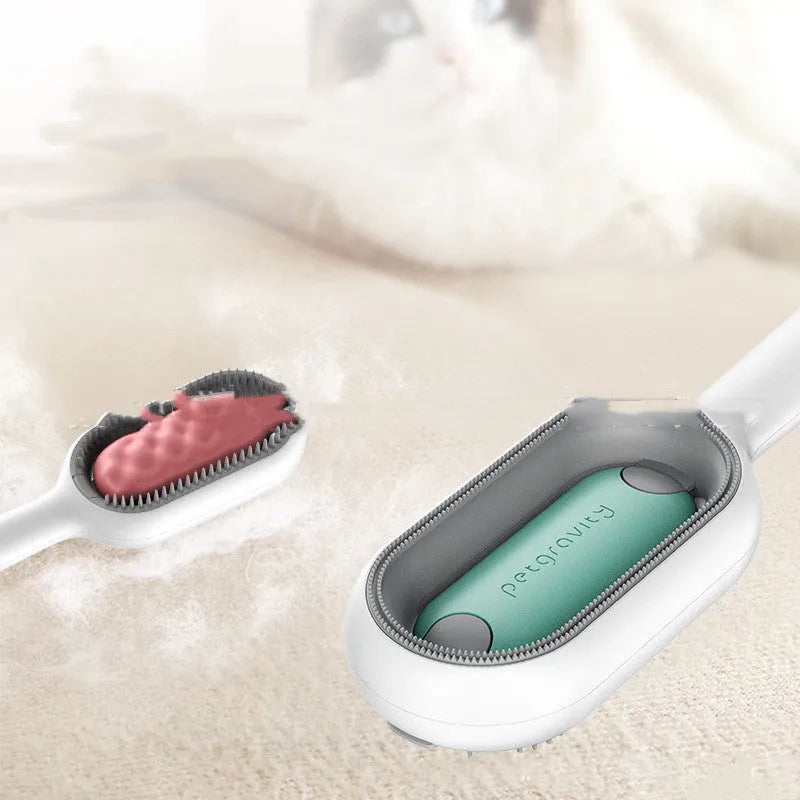 Green plastic pet hair removal comb with disposable wipes sticker for cats and dogs