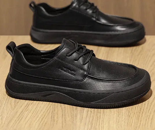 British retro brown leather casual shoes with big toe design and rubber soles