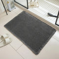 Absorbent non-slip polyester bathroom floor carpet in beige, woven construction, square shape