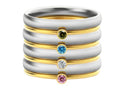 December birthstone engraved titanium steel ring with geometric design and six sizing options