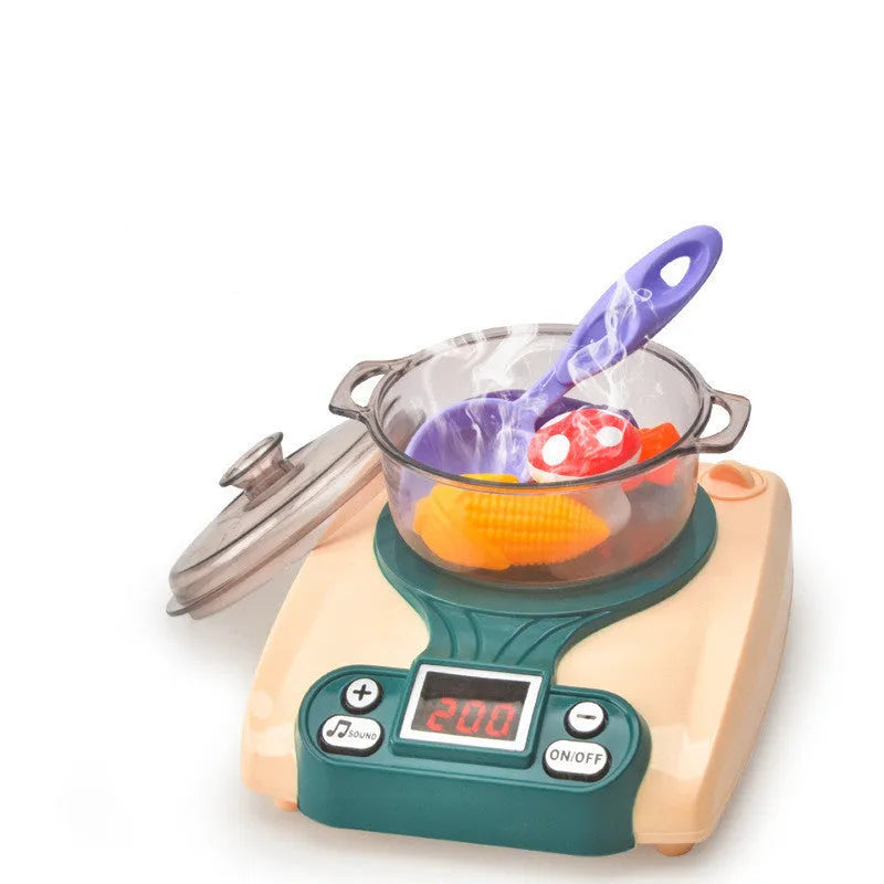 Plastic play house kitchen toy with induction cooker for infant development