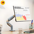 F80-XV grey aluminium alloy robotic arm monitor bracket on desk with screw kit