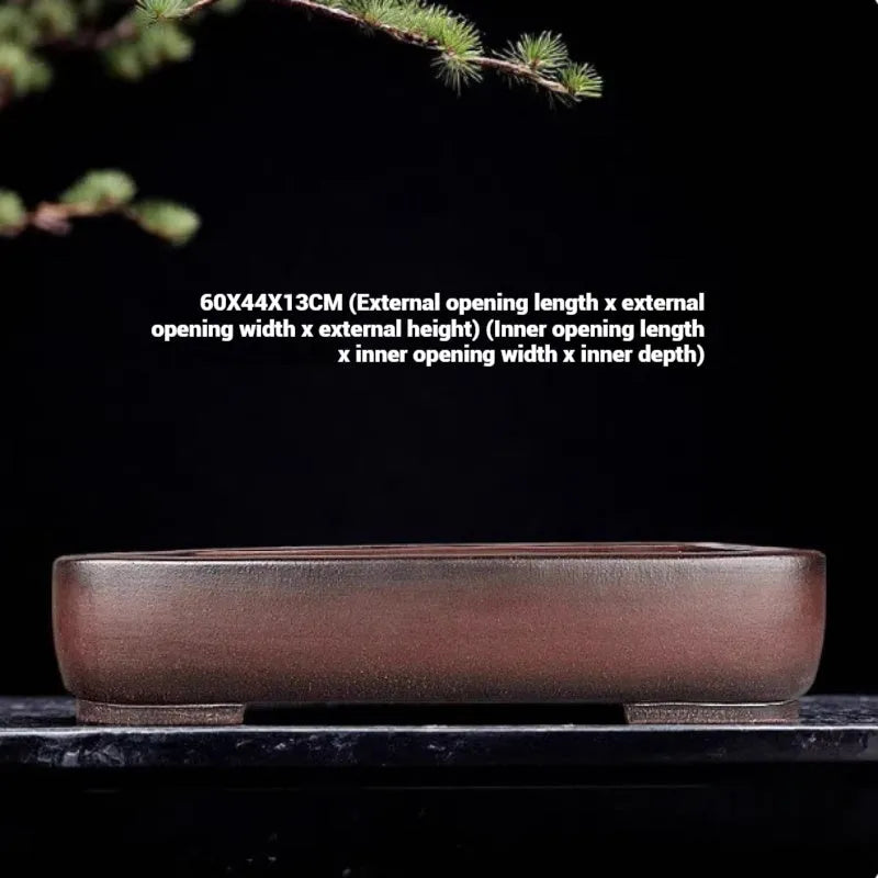 Handmade rectangular purple clay flower pot measuring 60 x 44 cm
