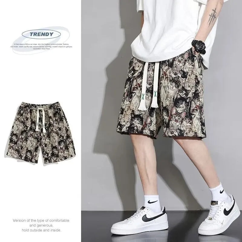 Men's lightweight polyester summer shorts in fifth-length cut showing colour options
