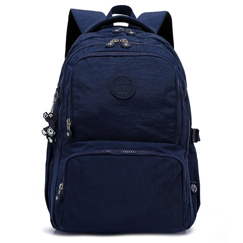Nylon ultra light outdoor daily travel backpack with curved shoulder straps in olive green colour