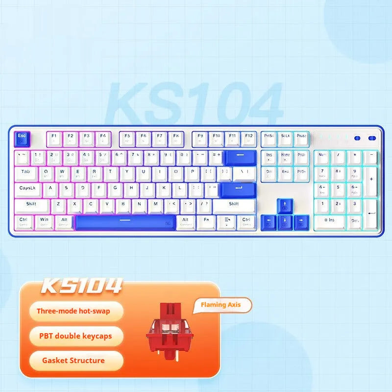 Red Dragon 104-key mechanical gaming keyboard in a selected colour with USB cable.