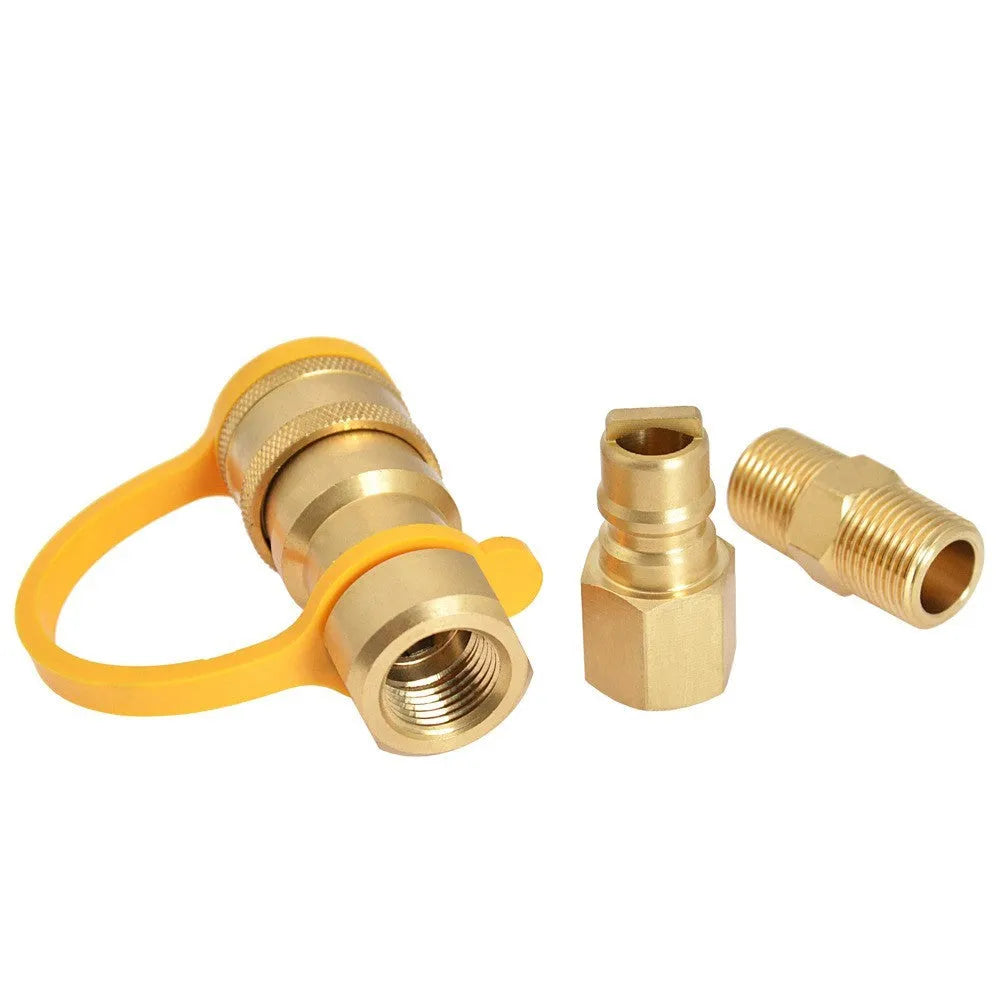 Brass 3/8 inch American standard thread propane gas tank conversion connector and adapter kit.