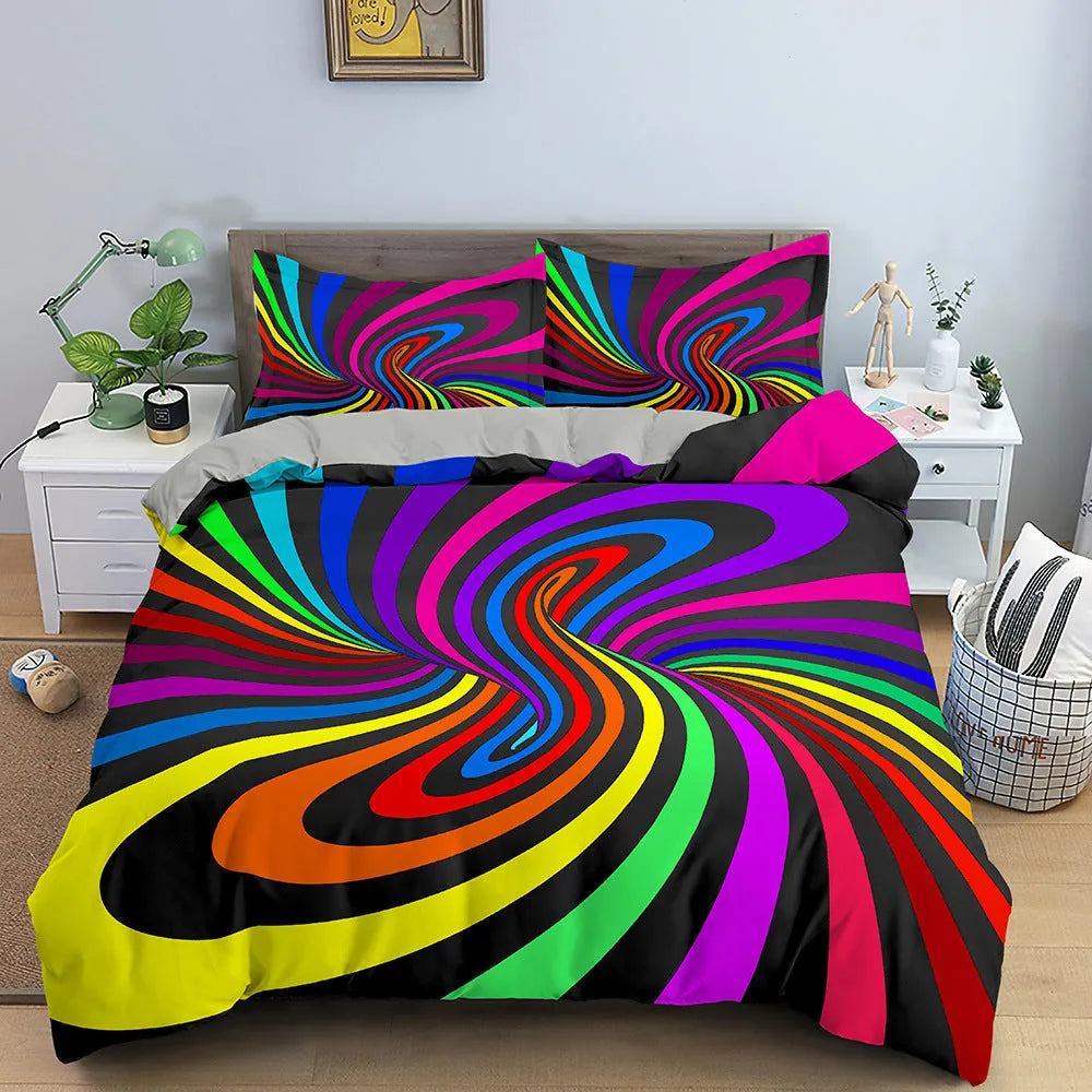 3D digital printing bedding set with Nordic pattern, chemical fibre, fitted sheet style, available in multiple sizes