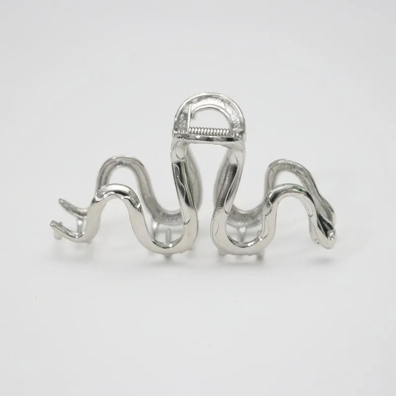 Silver Slytherin serpentine snake design metal hair barrette measuring 10.5cm.