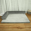 Corduroy pet sofa dog bed in grey with non-slip base and high-density sponge padding, L size for pets under 60 kg