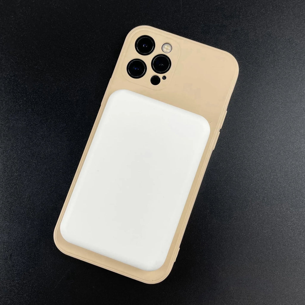 White portable power bank with magnetic wireless charging and 5000mAh capacity