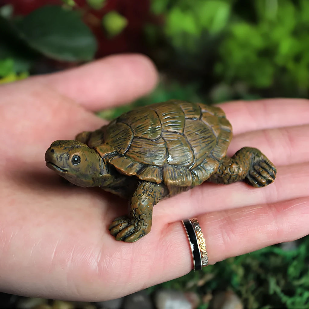 Green simulation turtle resin garden ornament for miniature landscapes
