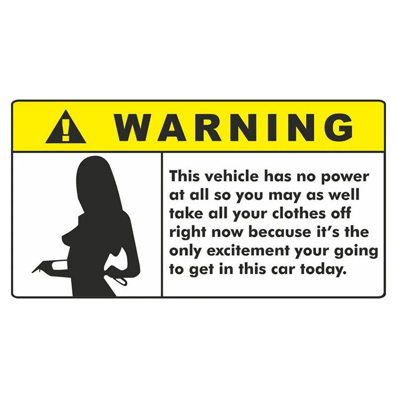 13cm PVC vinyl comic car warning sticker on vehicle window
